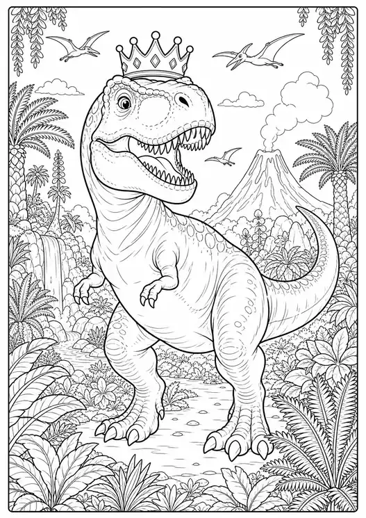 Dinosaur King in the Jungle Park printable coloring page