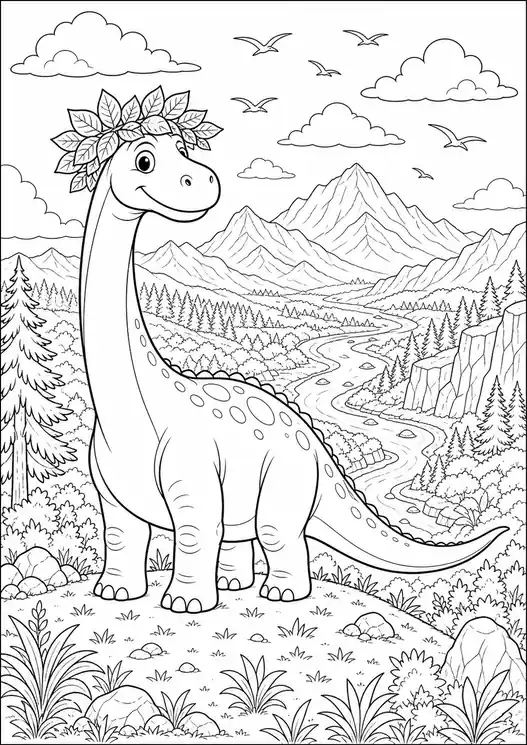 Coloring pages of the good dinosaur: dino king of the green valley