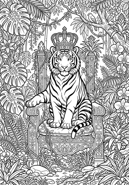 King in Jungle Throne - free tiger page