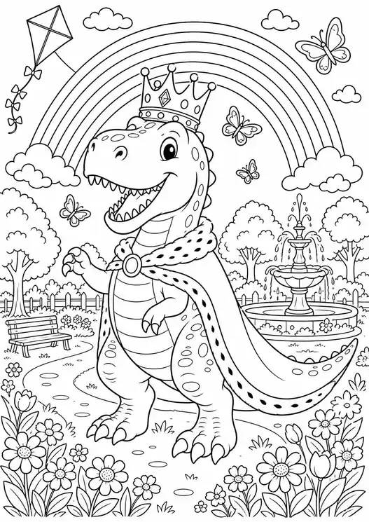 Dinosaur colors book: dino king in rainbow park
