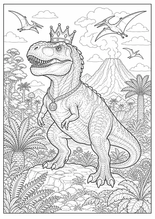 Dinosaur King in the Jungle Park printable coloring page
