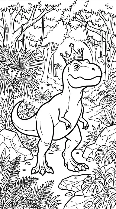 t rex dinosaur to color page 01 - King of the Park