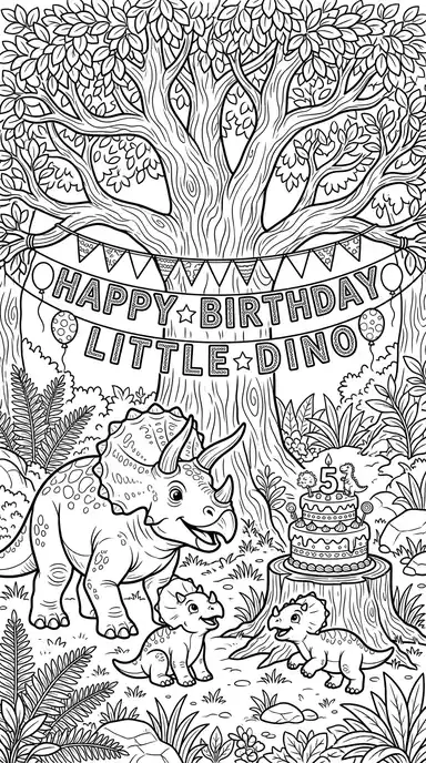 dinosaur birthday coloring pages page 03 - Family Tree Birthday