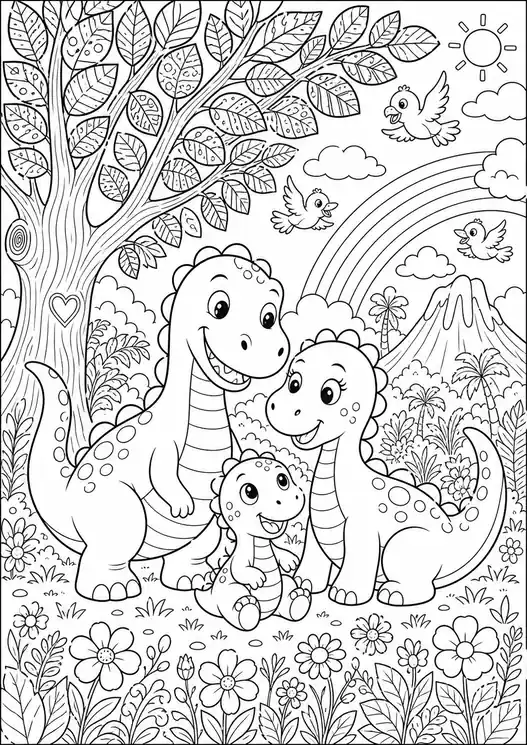 Dinosaur colors book: dino family under the rainbow tree