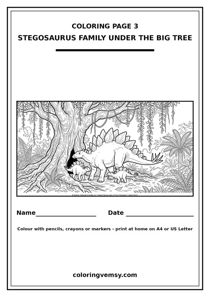 free printable dinosaur coloring pages pdf page 03 - Stegosaurus Family Tree