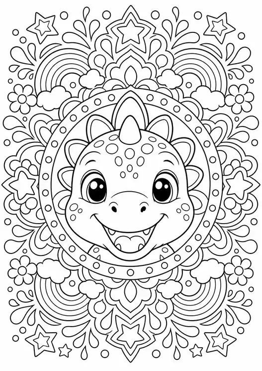 Dinosaur colors book: rainbow dino mandala