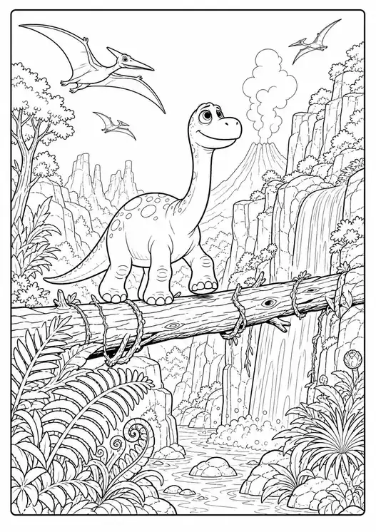 The Good Dinosaur Park Adventure printable coloring page