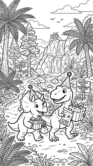 dinosaur birthday coloring pages page 05 - Present Hunt on the Trail
