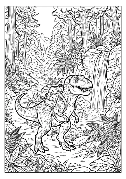 t rex dinosaur to color page 05 - Park Adventure