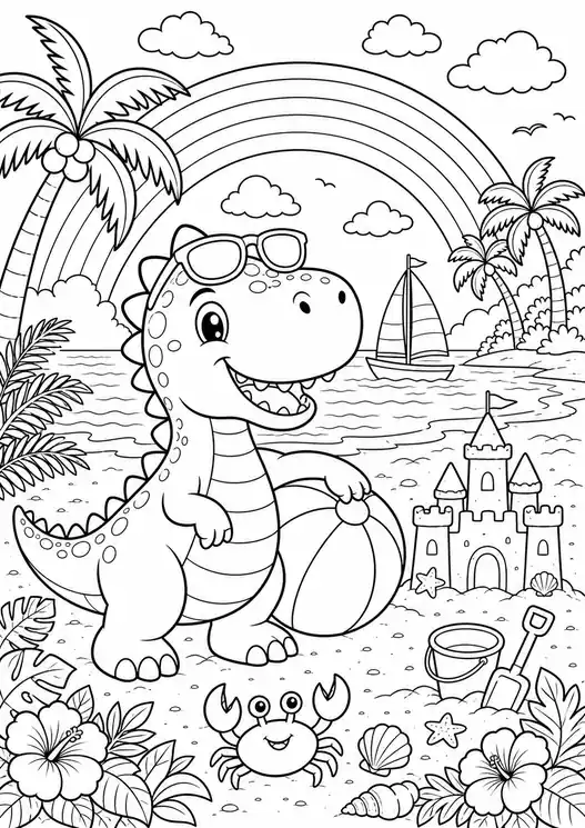 Dinosaur colors book: rainbow beach day