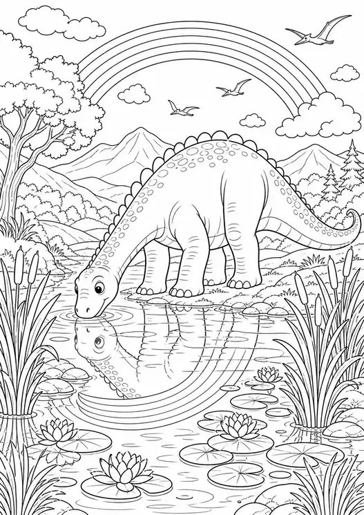 Dinosaur colors book: drinking at the rainbow river