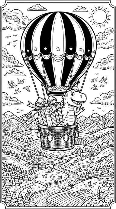 Dinosaur Birthday Coloring Pages
