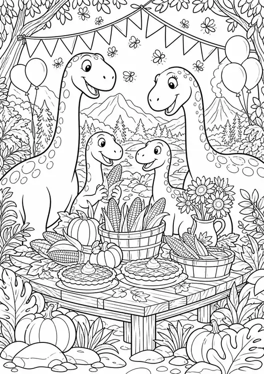 Coloring pages of the good dinosaur: harvest celebration party