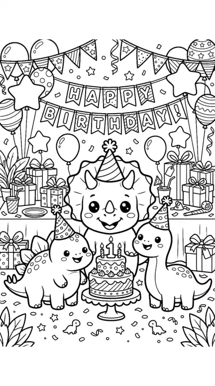 cute dinosaur coloring pages printable page 09 - Chibi Birthday Party