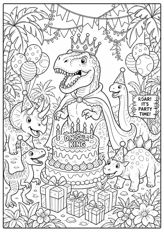 Dinosaur King Birthday Party printable coloring page