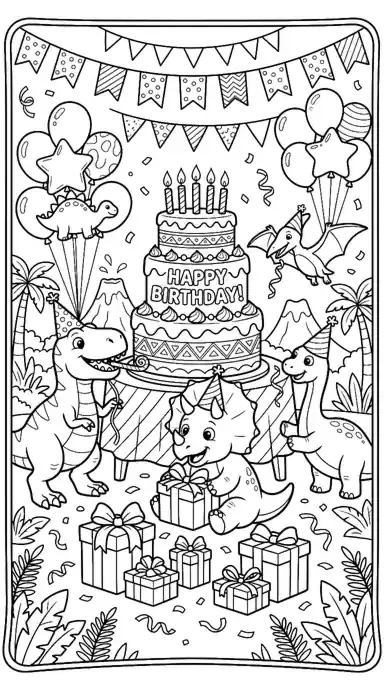 dinosaur printable coloring sheets page 09 - Dinosaur Birthday Party