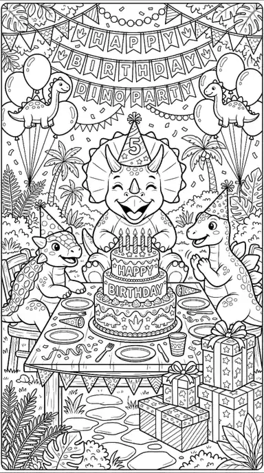 free printable dinosaur coloring pages pdf page 09 - Dinosaur Birthday Party