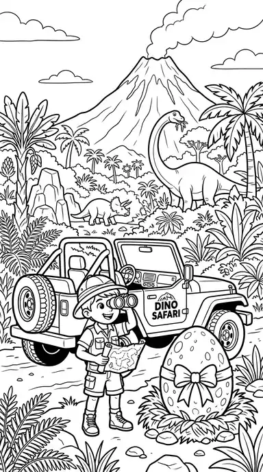 dinosaur birthday coloring pages page 10 - Safari Egg Surprise