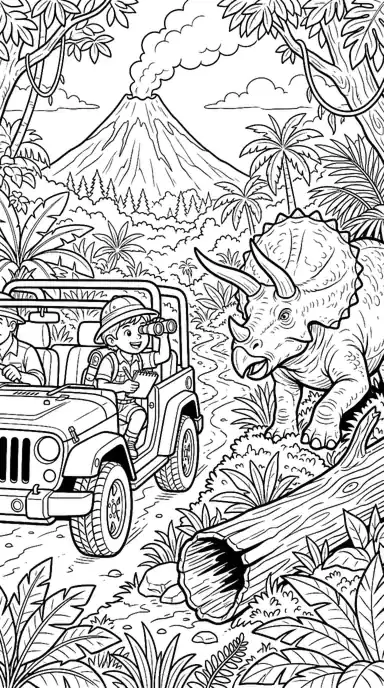 dinosaur coloring pages triceratops page 10 - Safari Jeep Sighting