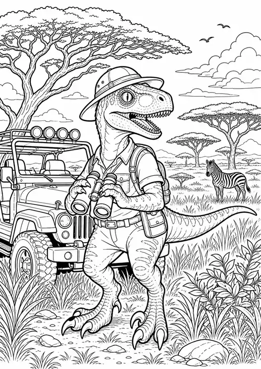 Dinosaur coloring pages velociraptor: raptor safari explorer