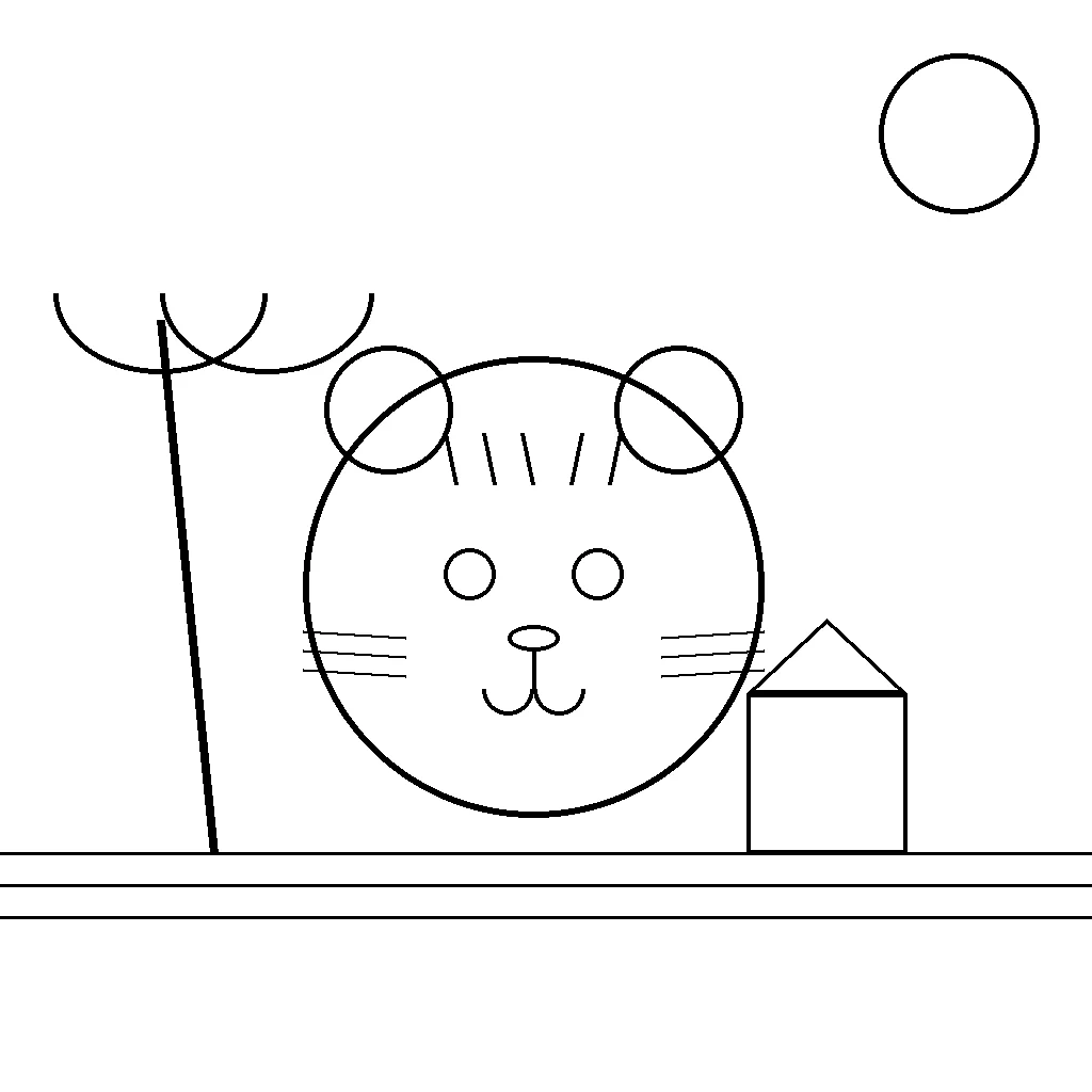 Tiger Cub on Tropical Beach - summer tiger coloring page