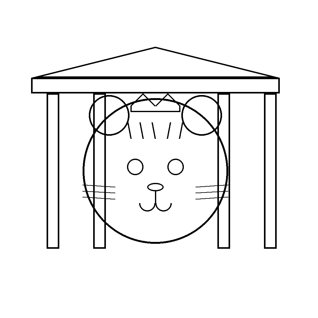 Tiger in front of Ancient Temple - royal tiger coloring page