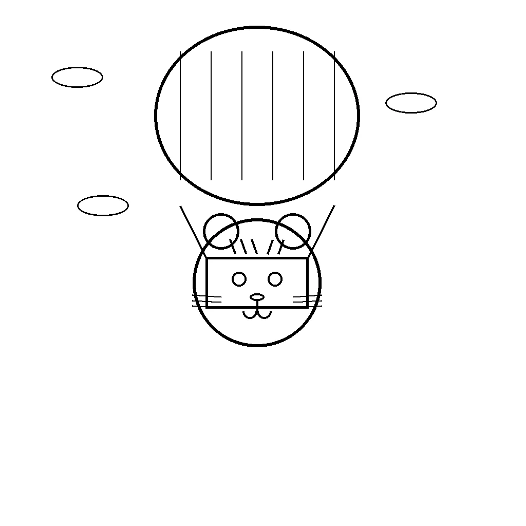 Tiger in Hot Air Balloon - adventure tiger coloring page