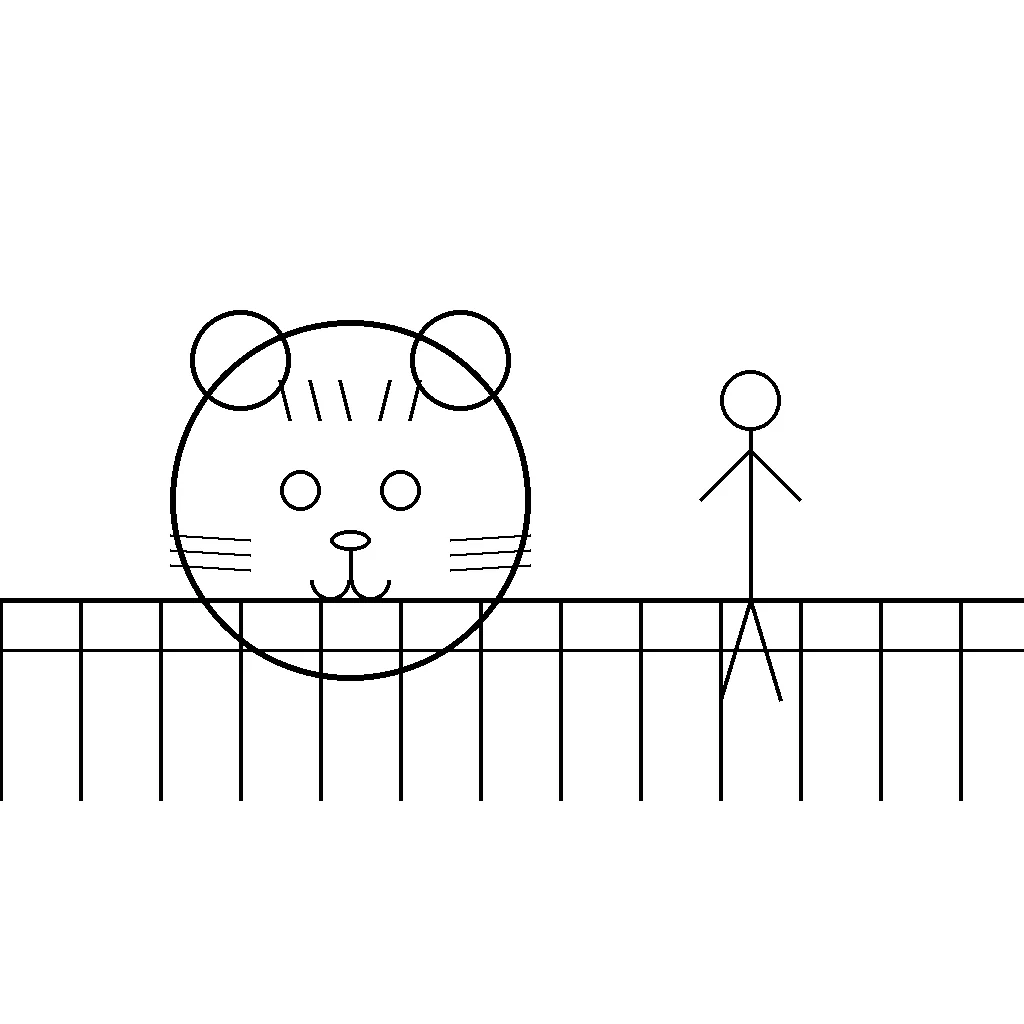 Tiger at the Zoo - zoo tiger coloring page