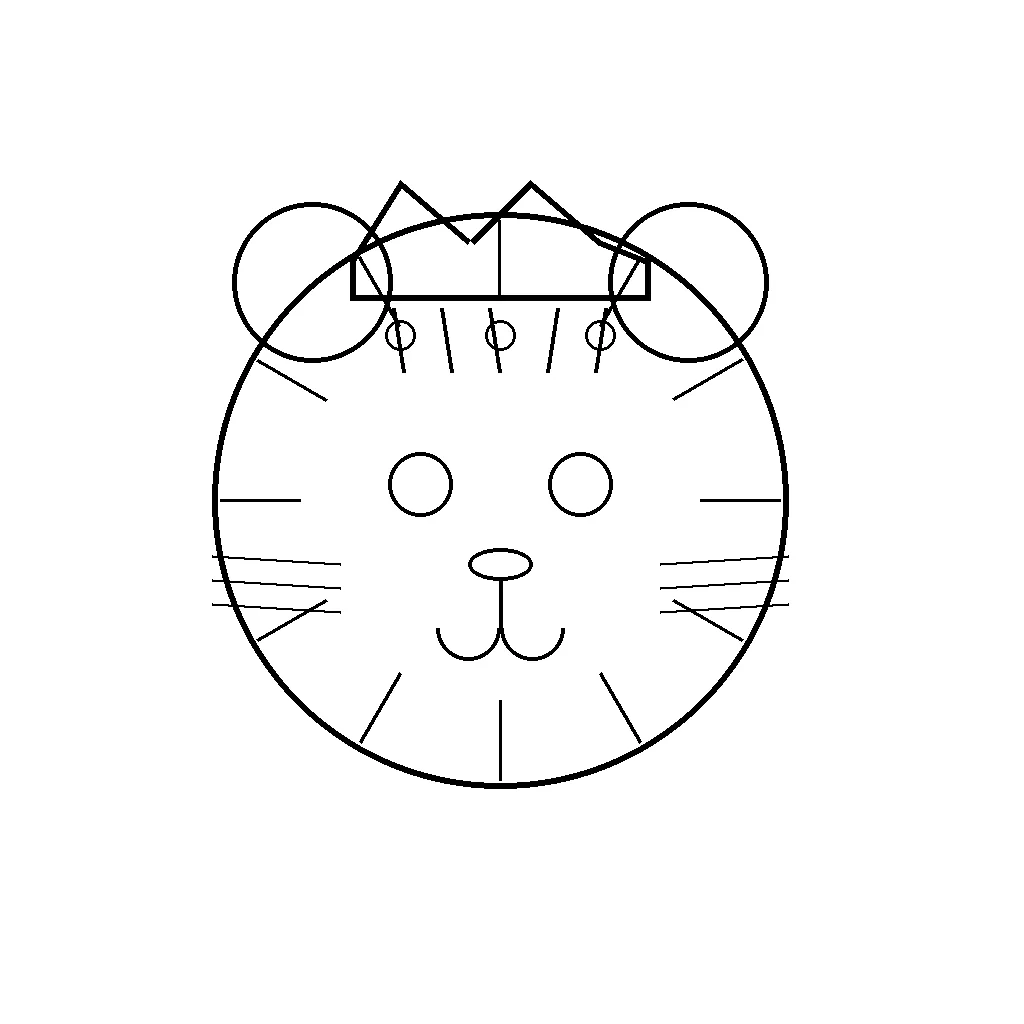 Royal Tiger Face Closeup - detailed tiger coloring page